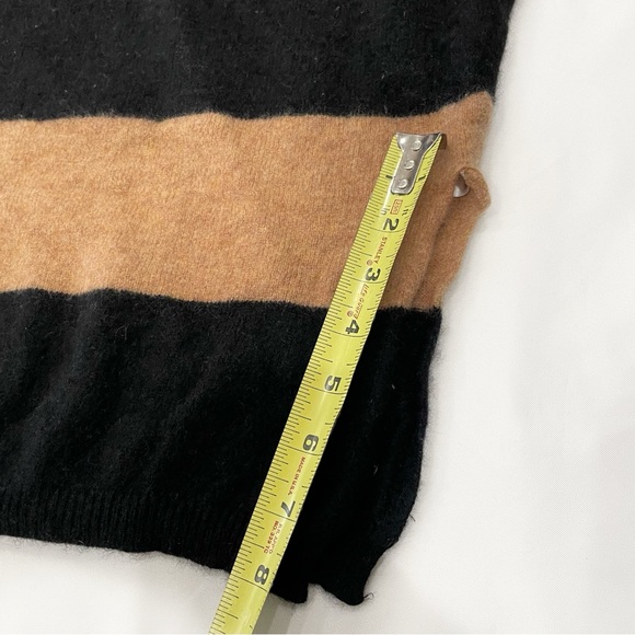 Minnie Rose Cashmere Striped V-Neck Sweater - Luxury Knitwear - Women Size XS/S - Picture 10 of 10